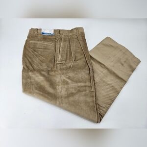 NWT Lands' End Men's KHAKI Pleated Relaxed 6-Wale Corduroy Pants 40x30 NOS